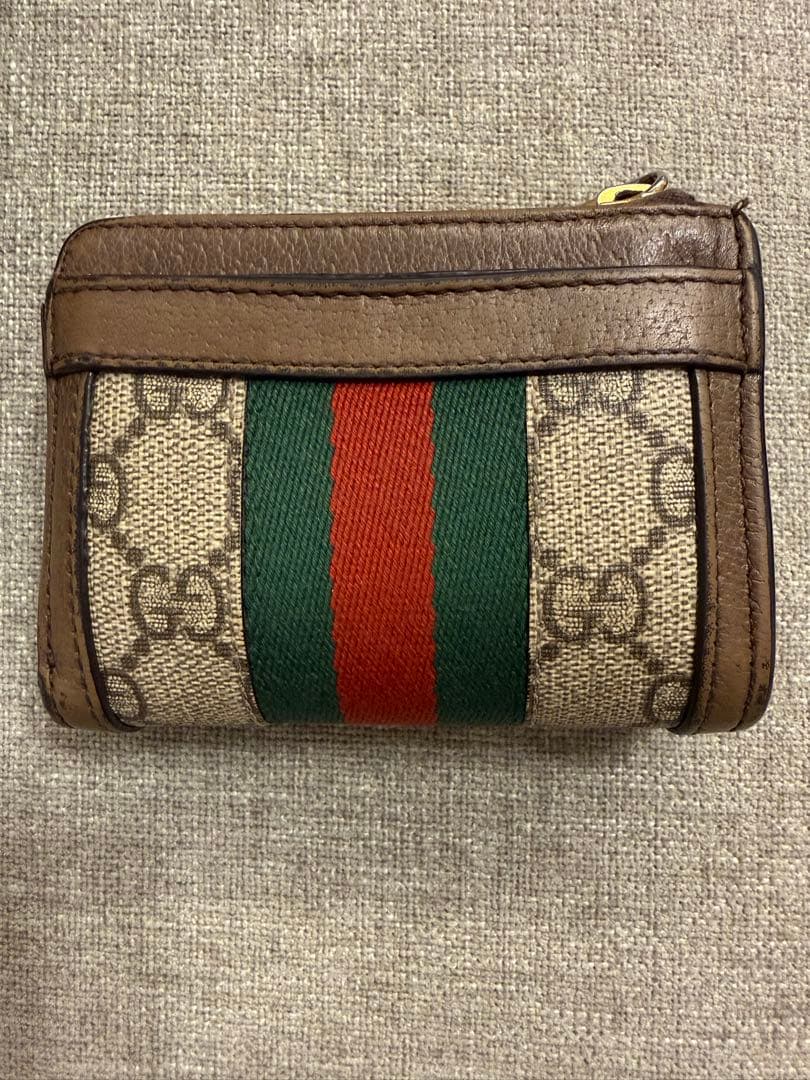 うさぎGUCCI オフディア 二つ折り財布 L字ファスナーGGパターン