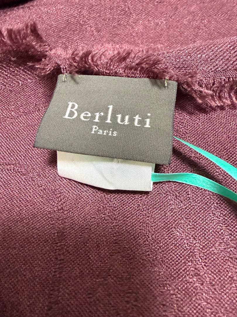 BERLUTI 薄手ストール　マフラー　クリーニング済ボルドー　カシミヤ　シルク