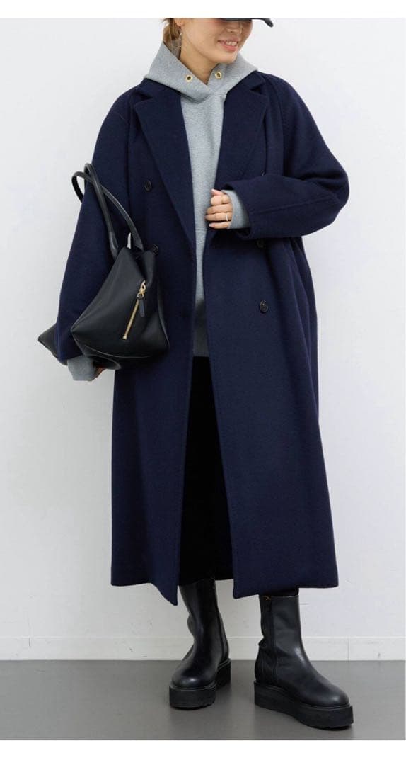 【新品】Deuxieme Classe ロングダブルコート　ネイビー