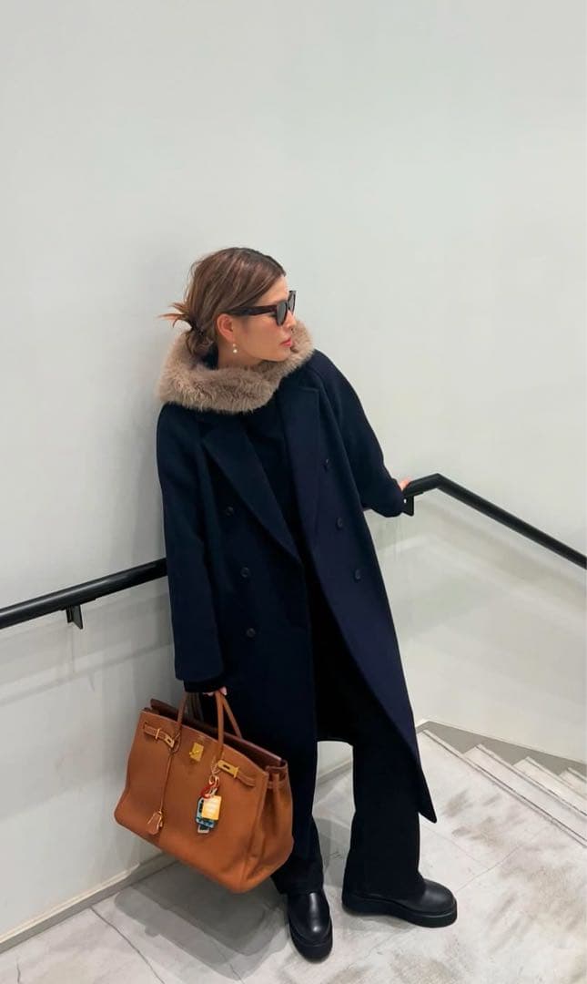 【新品】Deuxieme Classe ロングダブルコート　ネイビー