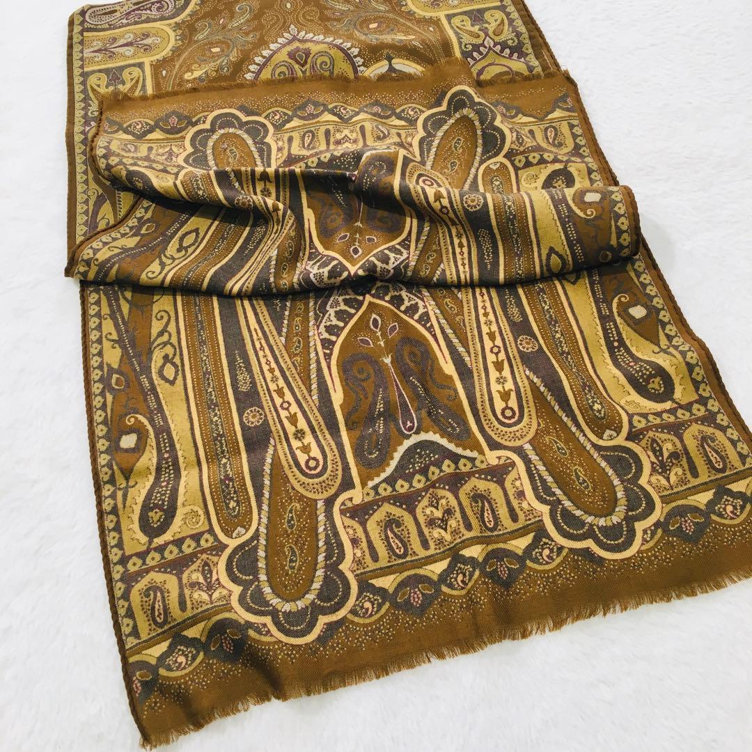 美品✨ETRO エトロ ストール ペイズリー イタリア製 シルク ウール 希少