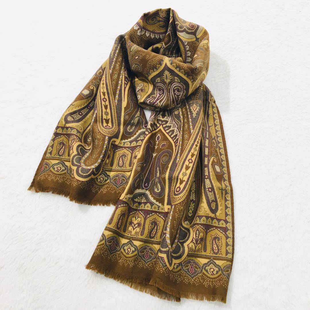 美品✨ETRO エトロ ストール ペイズリー イタリア製 シルク ウール 希少