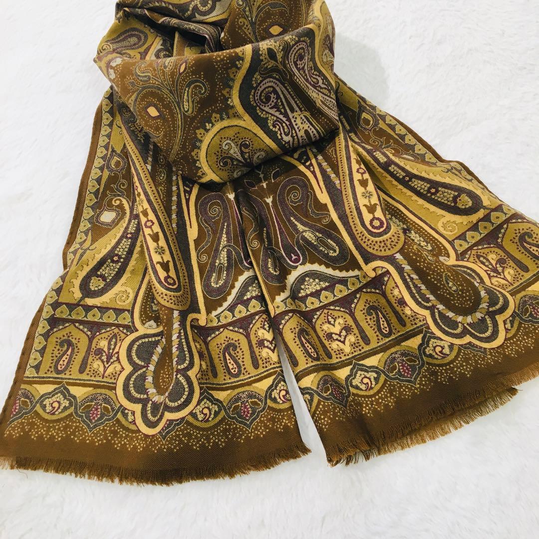 美品✨ETRO エトロ ストール ペイズリー イタリア製 シルク ウール 希少