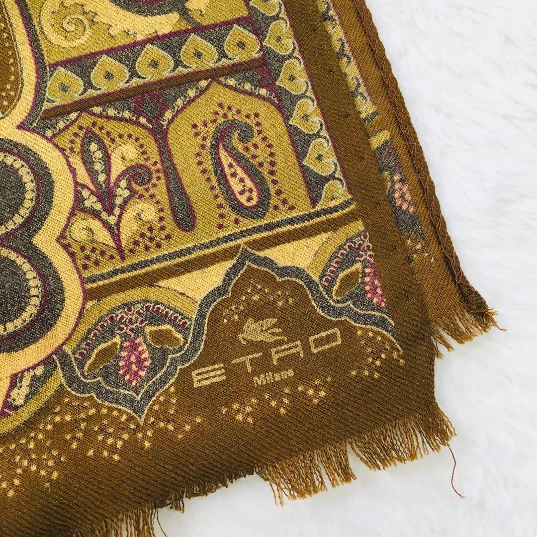 美品✨ETRO エトロ ストール ペイズリー イタリア製 シルク ウール 希少