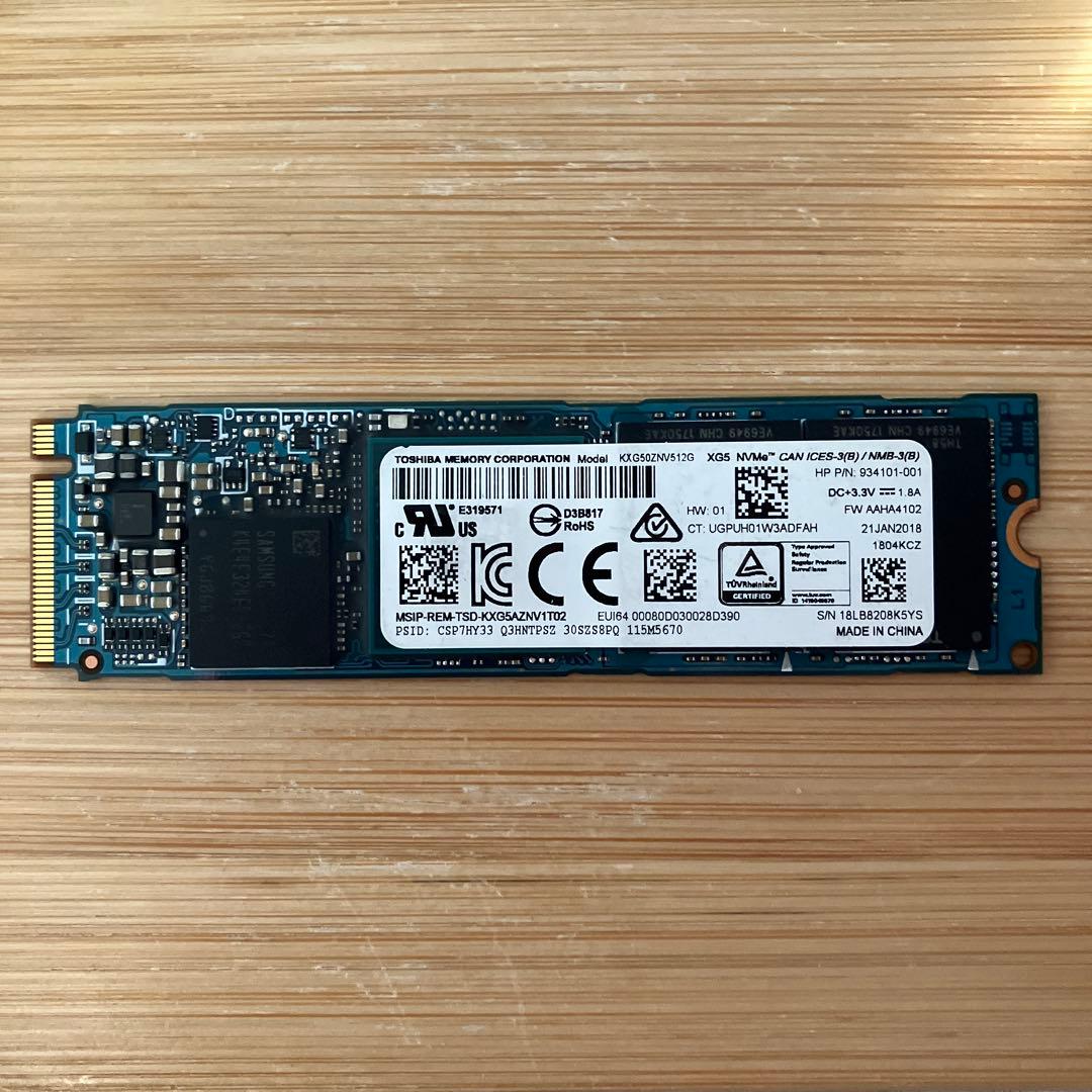 内蔵型SSD Toshiba NVMe 512GB SSD M.2 2280