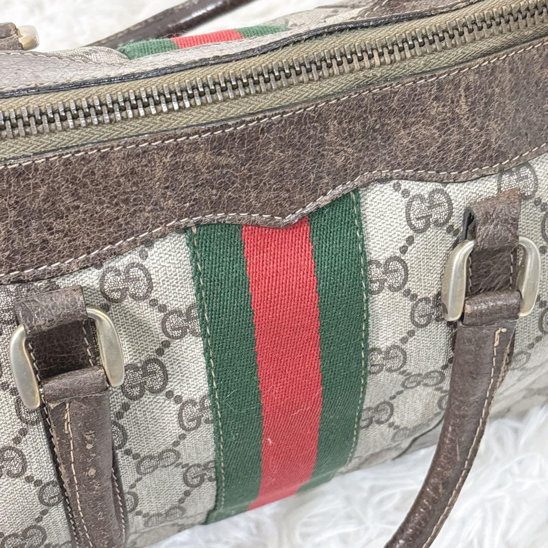 【訳あり】OLD GUCCI ミニボストン　モノグラム　シェリーライン
