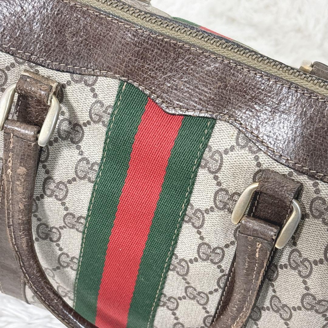 【訳あり】OLD GUCCI ミニボストン　モノグラム　シェリーライン