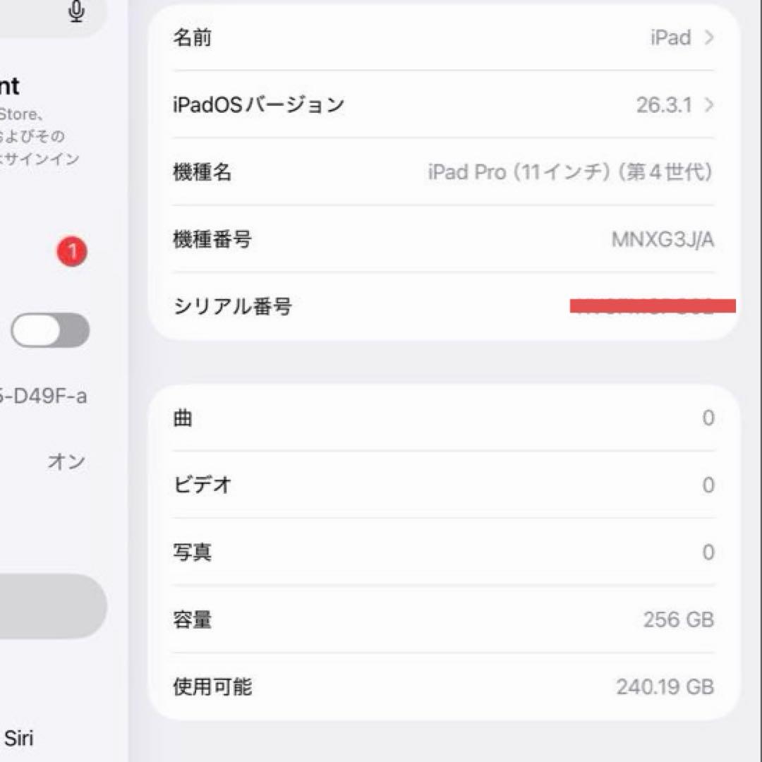 美品 iPad Pro 11インチ（第4世代）Wi-Fi 256GB シルバー