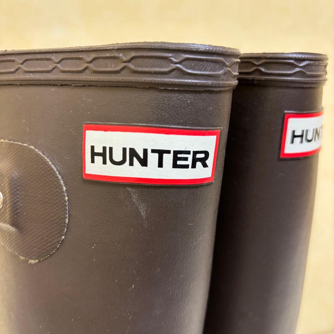 HUNTER ダークブラウン長靴 バックル付き　UK4 23〜23.5