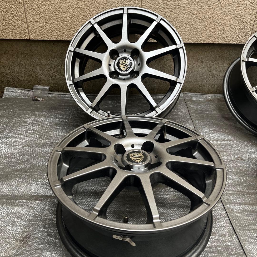 国産車 5.5J15 4/100 +38 アルミホイール 15インチ グレー