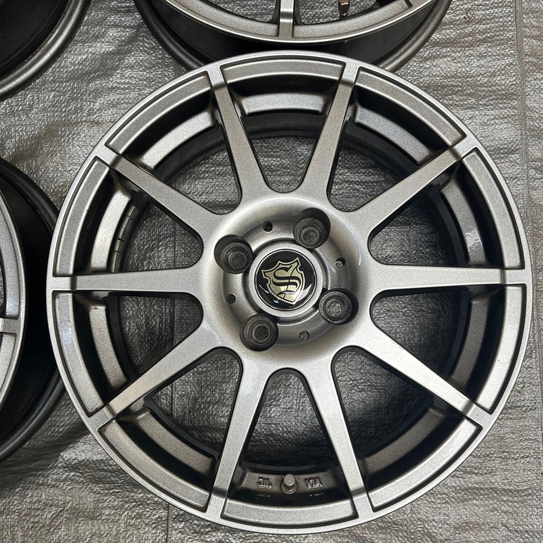 国産車 5.5J15 4/100 +38 アルミホイール 15インチ グレー