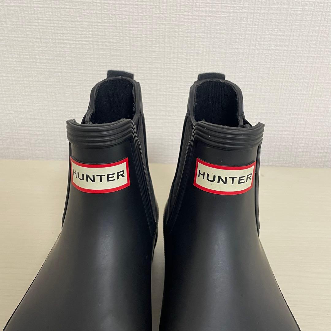 美品⭐︎HUNTER ブラック レインブーツ サイドゴア 長靴 24cm