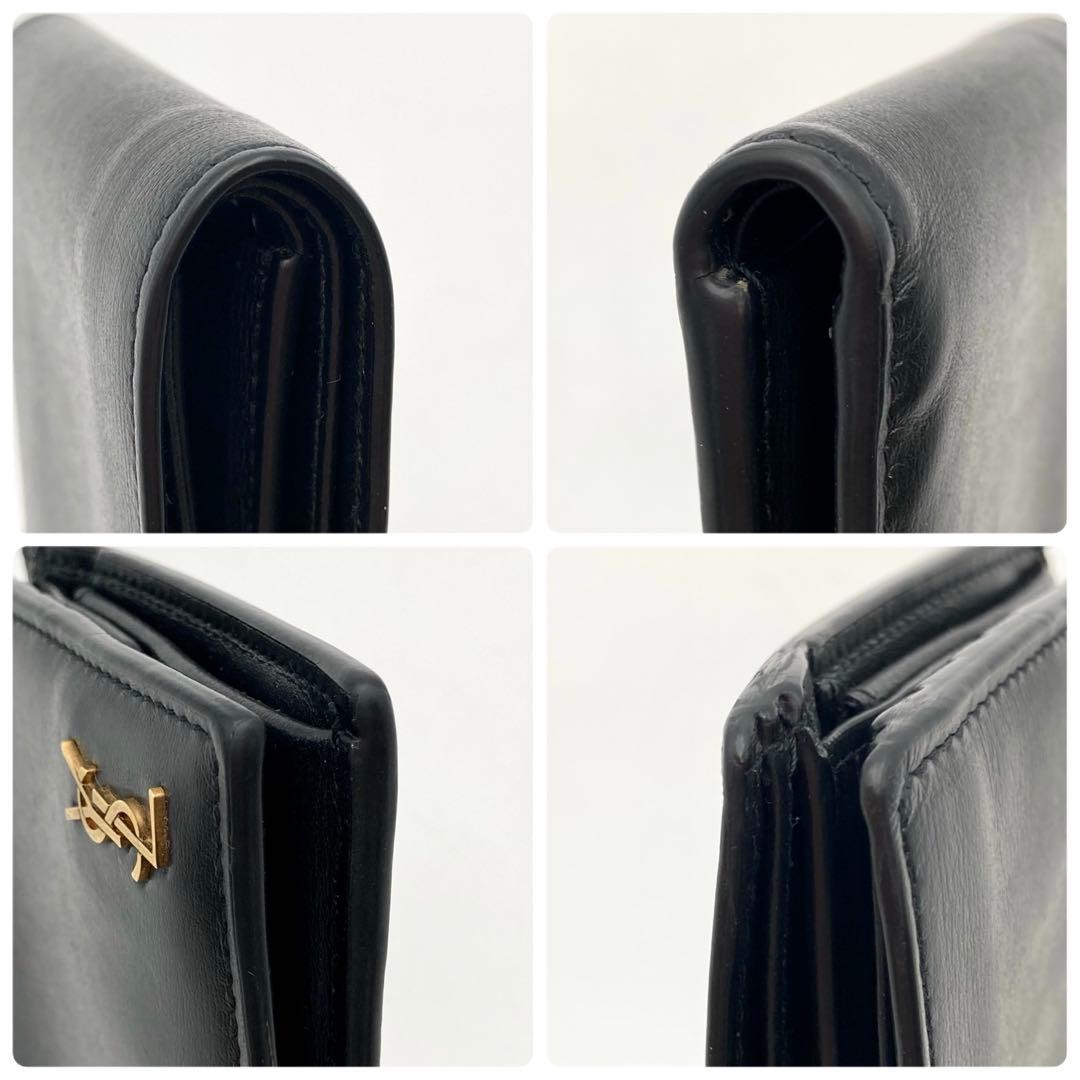 あす✨サンローランパリ タイニー カサンドラロゴ 二つ折り財布 黒 YSL