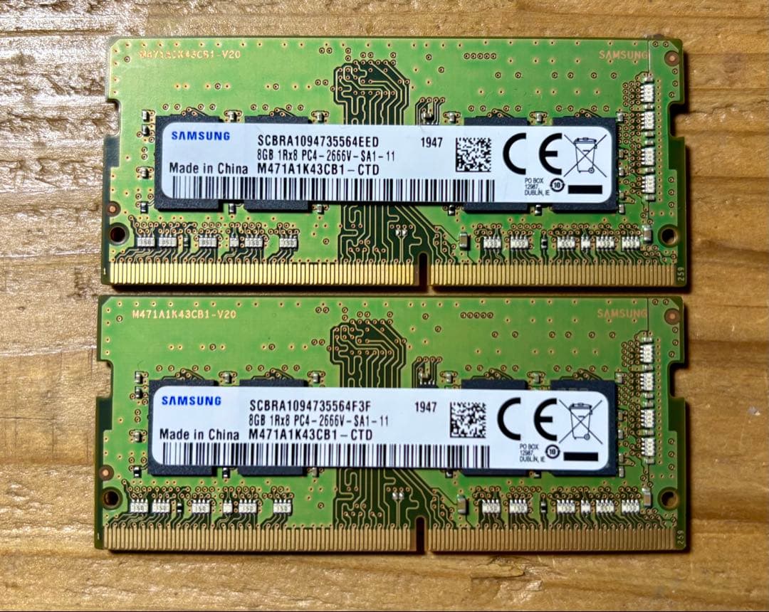 Samsung DDR4 2666V 16GB (8GB×2) メモリ2枚セット