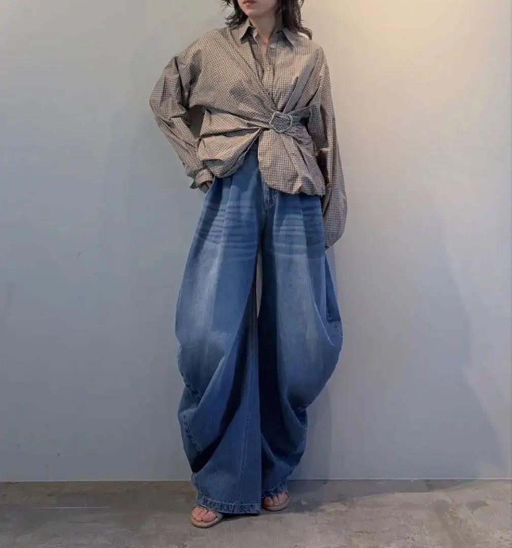 新品 PRANK PROJECT ドレープデニムパンツ 36