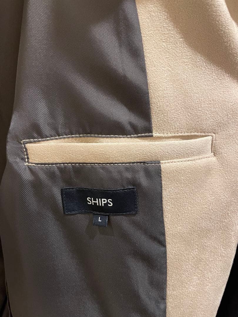 【アツ】SHIPS ポリエステル フェイクスエード ライダース