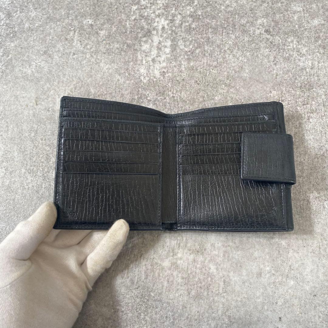 極美品　GUCCI グッチ シェリーライン GGロゴ 金具 レザー 二つ折り財布
