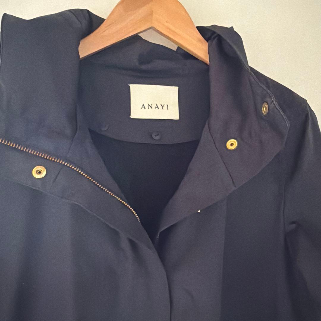 ANAYI ライナー付き モッズコート 38 ネイビー