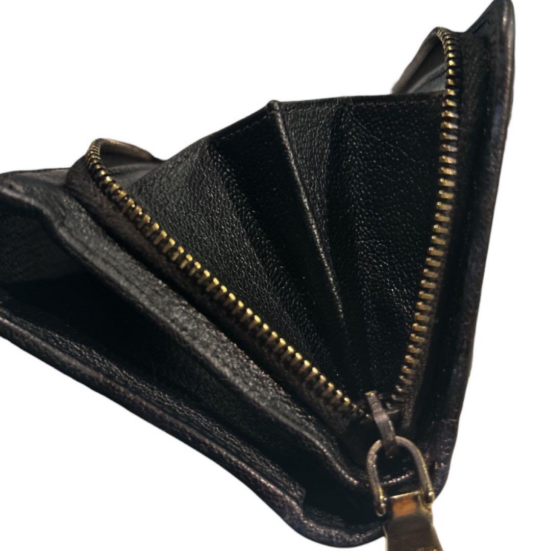 【極美品】miumiu レザー2つ折り財布 ゴールドロゴ 黒