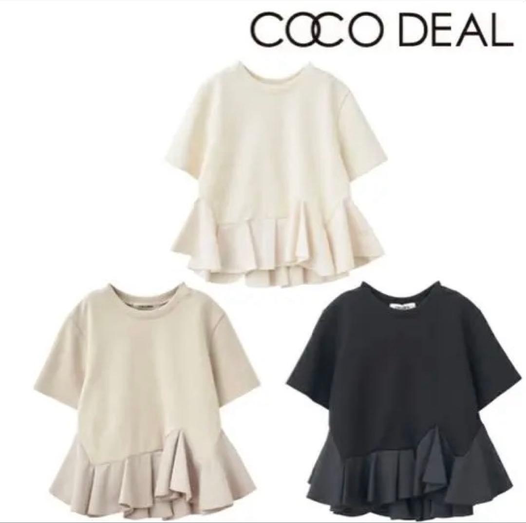COCODEAL ココディール アシメペプラムカットソーブラウス　ブラック