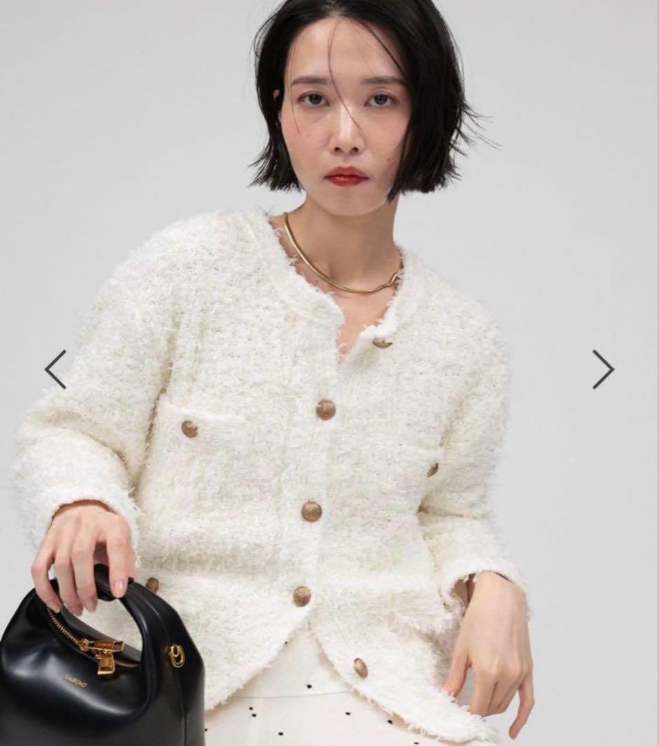 極美品♡BABYLONE バビロン ツイードニットジャケット ホワイト 25SS