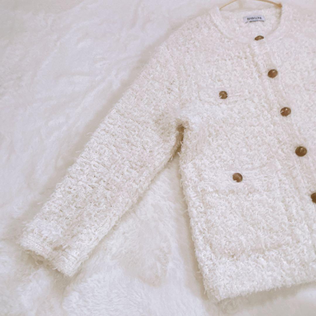 極美品♡BABYLONE バビロン ツイードニットジャケット ホワイト 25SS