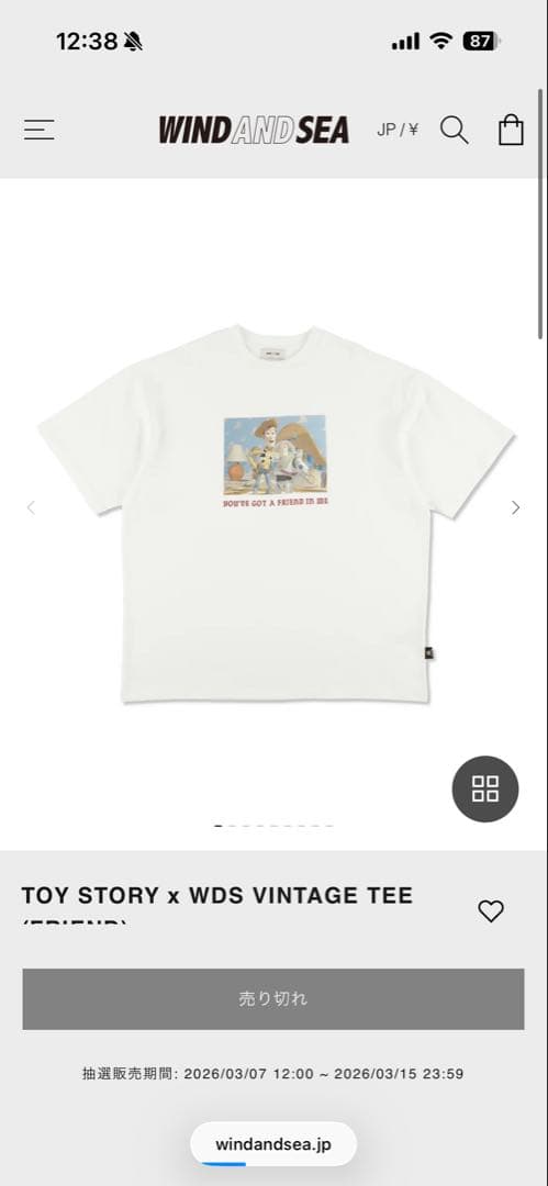 WIND AND SEA × TOY STORY Tシャツ