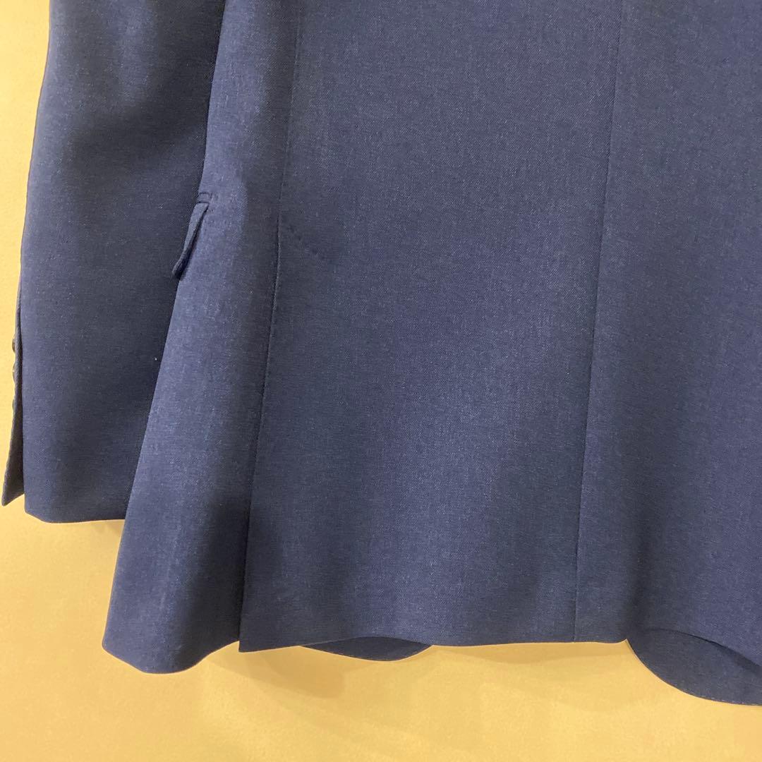 青色ウール混合ビジネスジャケット