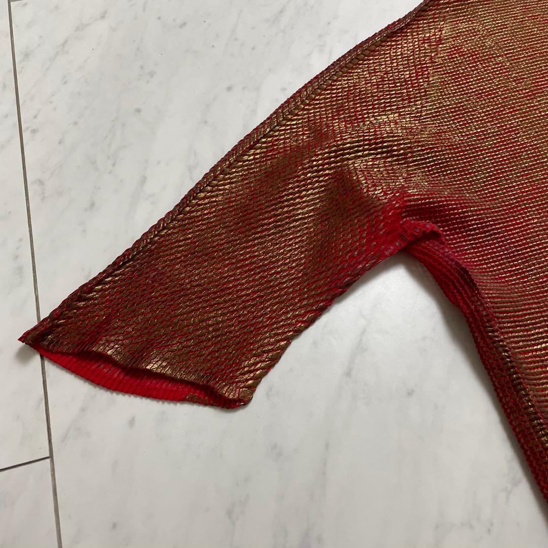 ISSEY MIYAKE プリーツ半袖カットソー ハイネック ラメ 3