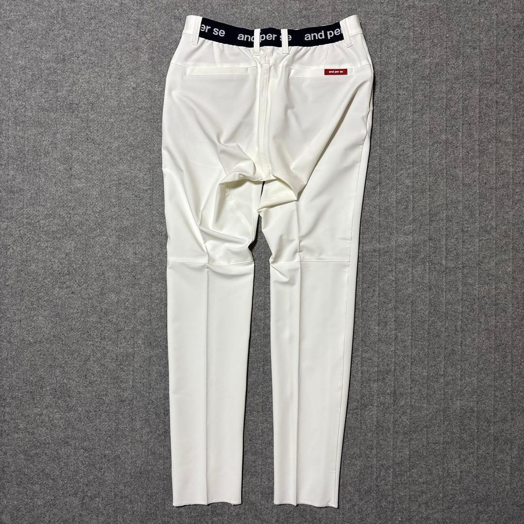 Mサイズ 新品 アンパスィ ストレッチ ゴルフパンツ 白 AMF5003E3F