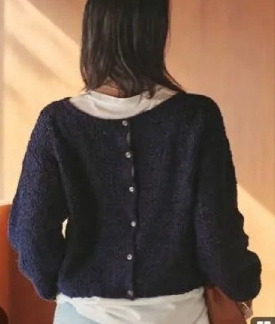 Plage Fringe yarn カーディガン ネイビー