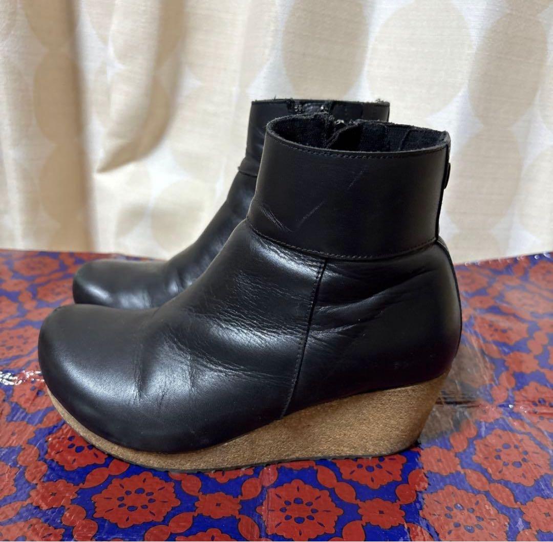 ち*︎様 厚底◇ビルケンシュトック EVA黒 レザー ウェッジヒール ショートブ