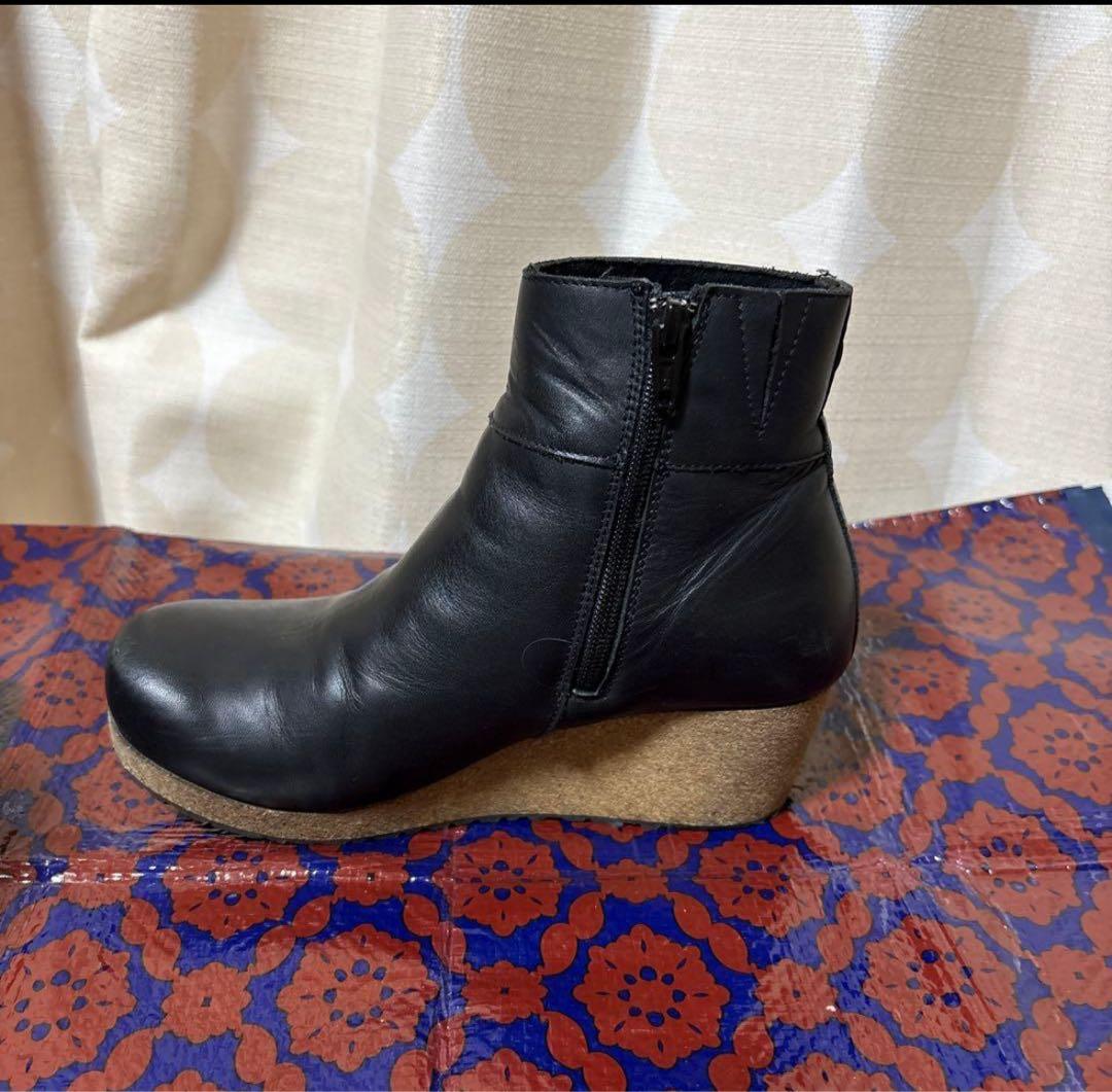 ち*︎様 厚底◇ビルケンシュトック EVA黒 レザー ウェッジヒール ショートブ