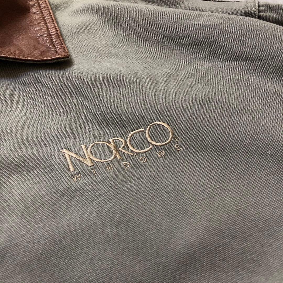 90s Dunbrooke レザー襟 ダックジャケット 企業ロゴ刺繍古着 XL
