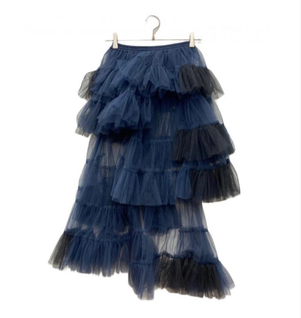 スカート VIVIANO Tiered Skirt Navy Black