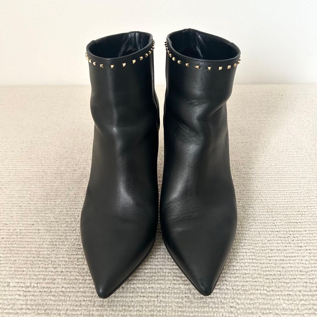 ヴァレンティノ ショートブーツ レザー 黒 23.5cm 36.5