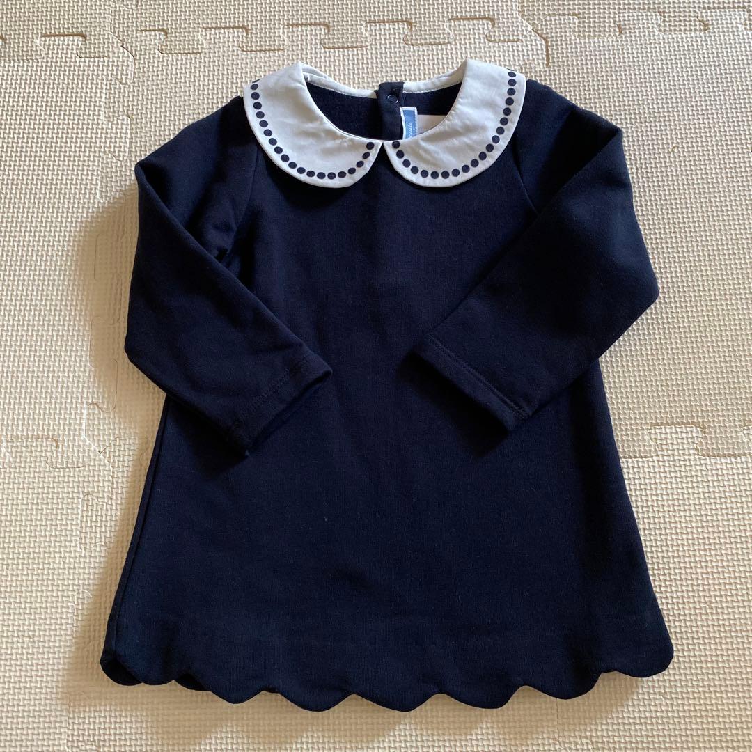 新品　タグ付き　jacadiジャカディ　長袖　スカラップ ワンピース　18M