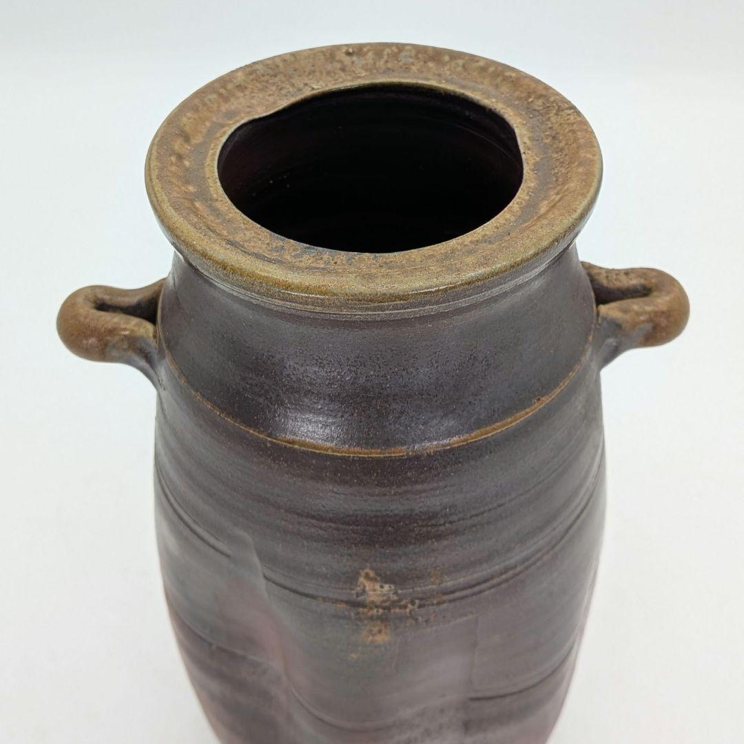 清水賢司 備前焼 耳付花入 共箱 花器 フラワーベース 花瓶 花生 茶道具 在銘