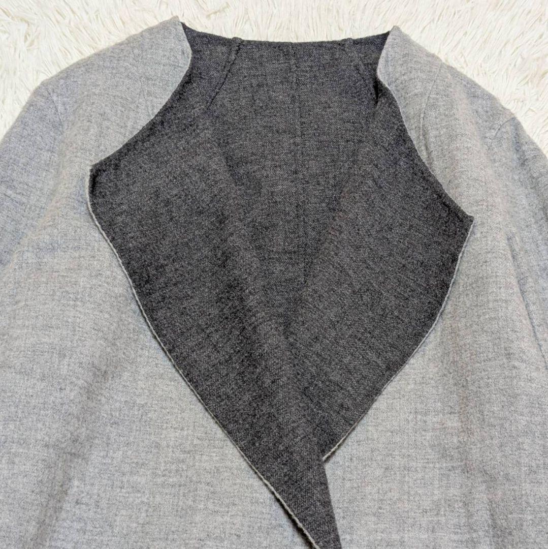 Theory リバーコート ダブルフェイス ロング丈 カシミヤ混 グレー S