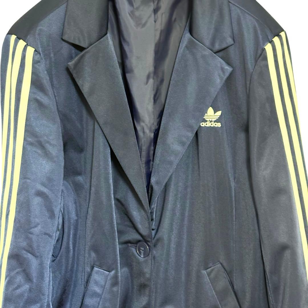 adidas テーラード　ジャケット　ナイロン　スポーツミックス　青
