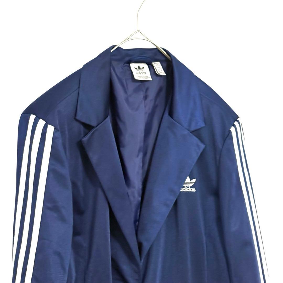 adidas テーラード　ジャケット　ナイロン　スポーツミックス　青