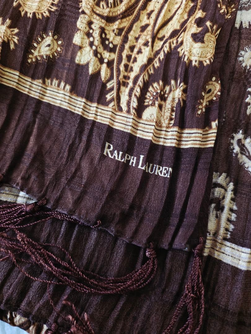 美品 Ralph Lauren シルクーストール 豪華なフェイズリー柄