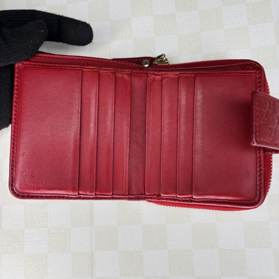 極美品　GUCCI グッチ　二つ折り財布　レザーシマ　M08