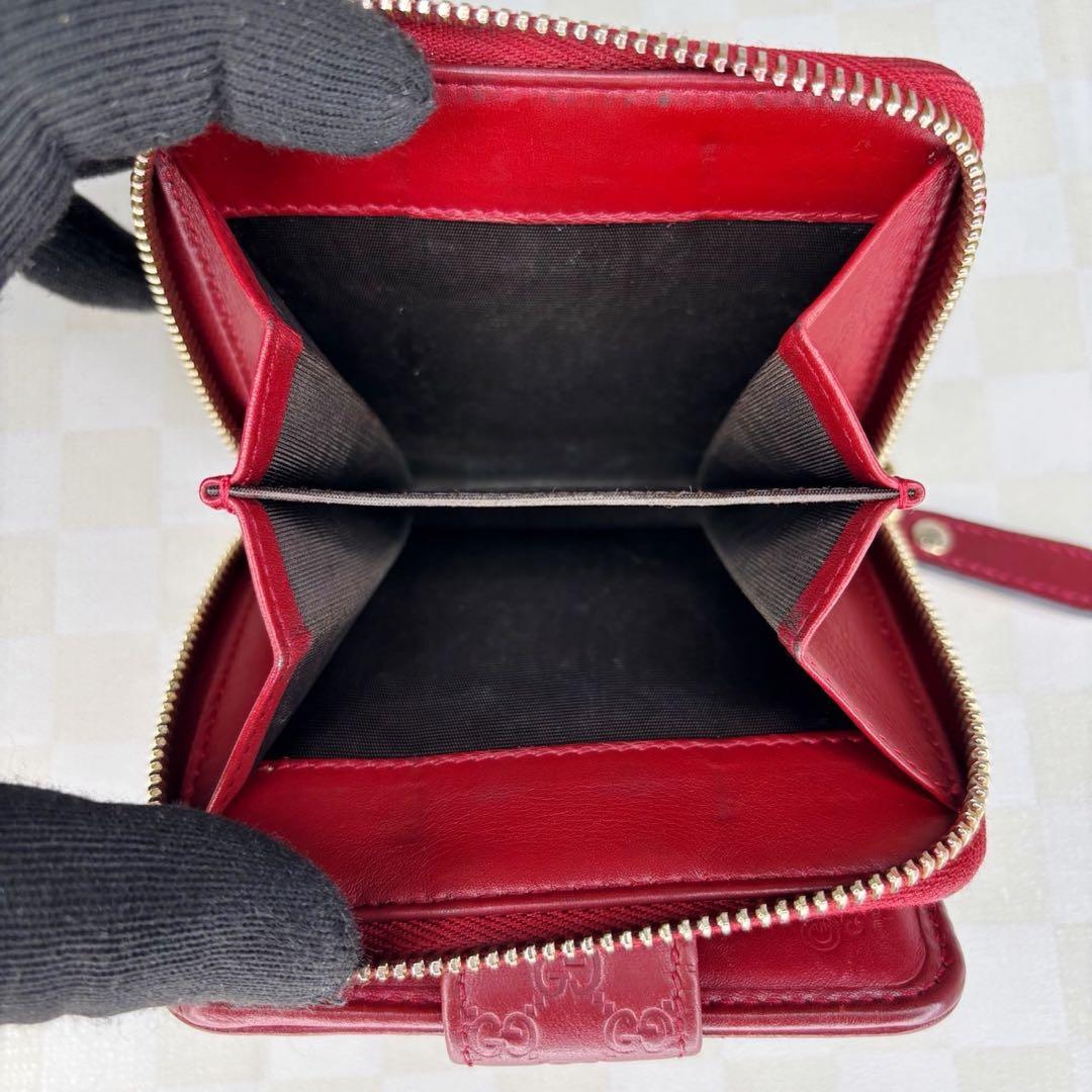 極美品　GUCCI グッチ　二つ折り財布　レザーシマ　M08