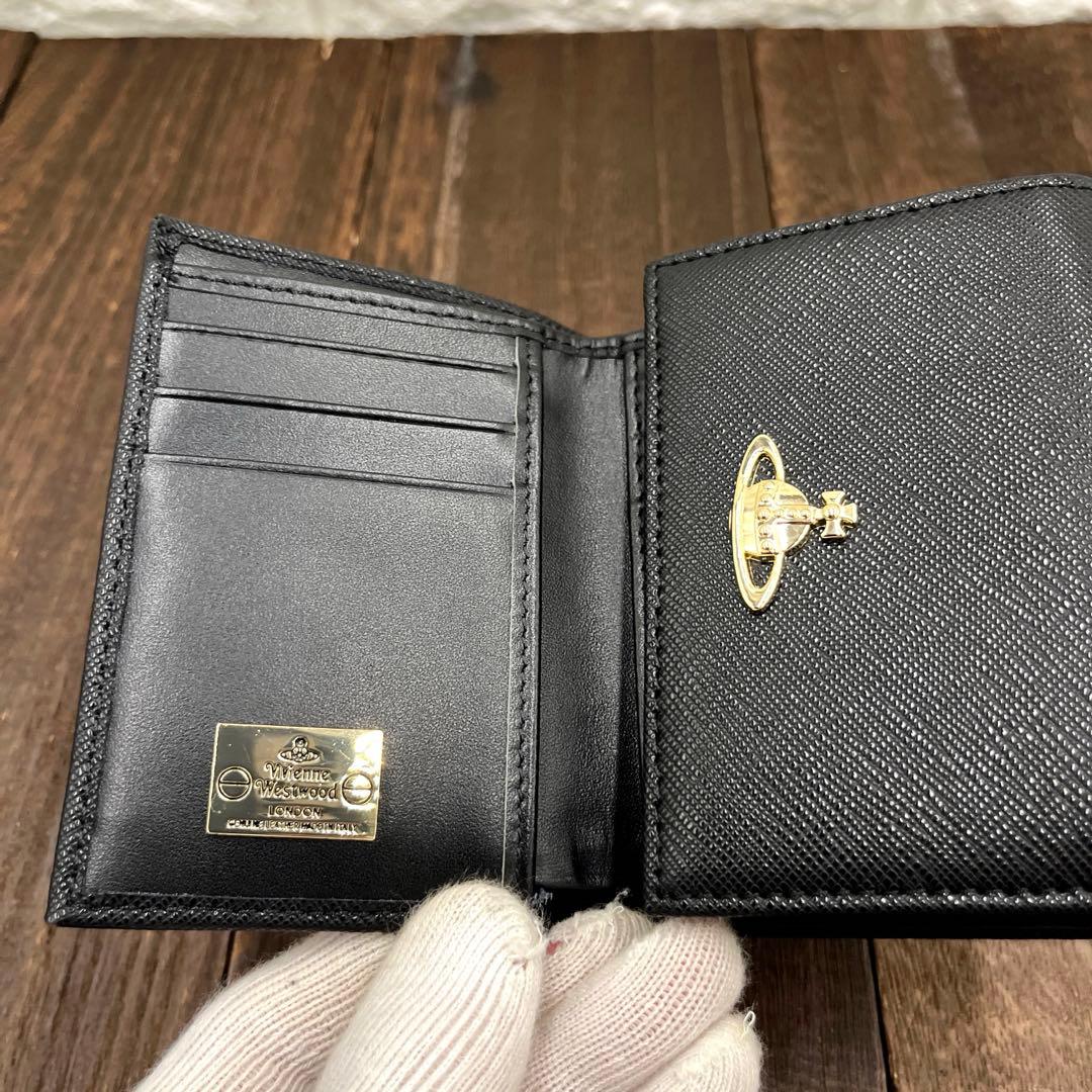 新品未使用　ヴィヴィアンウエストウッド 三つ折財布　黒　がま口　②