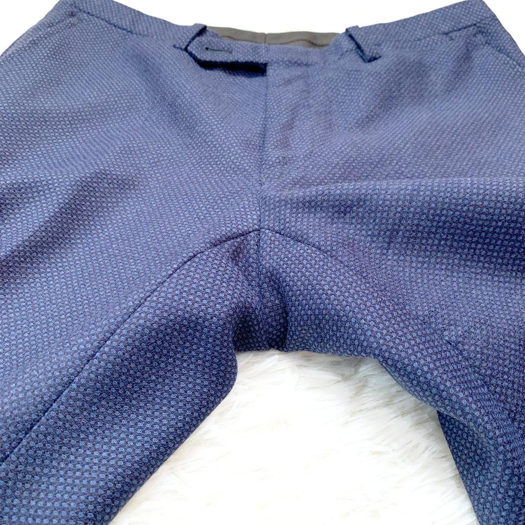 【極美品】スーツセレクト セットアップ 胡桃ボタン バスケット織 ネイビー Y6