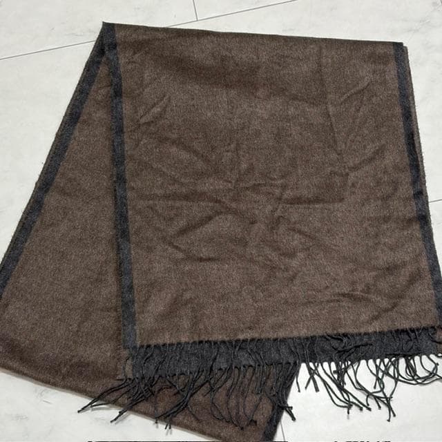 新品未使用★アニオナ シルクリバーシブルマフラー 焦げ茶×チャコールグレー 伊製
