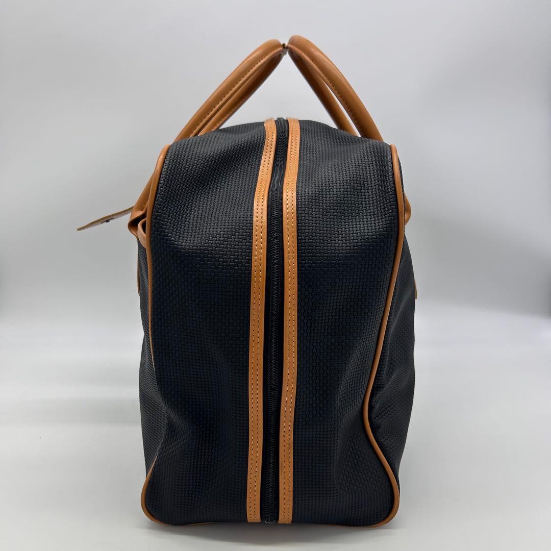 A84【大容量】イヴサンローラン ボストンバッグ YSL PVC レザー 黒