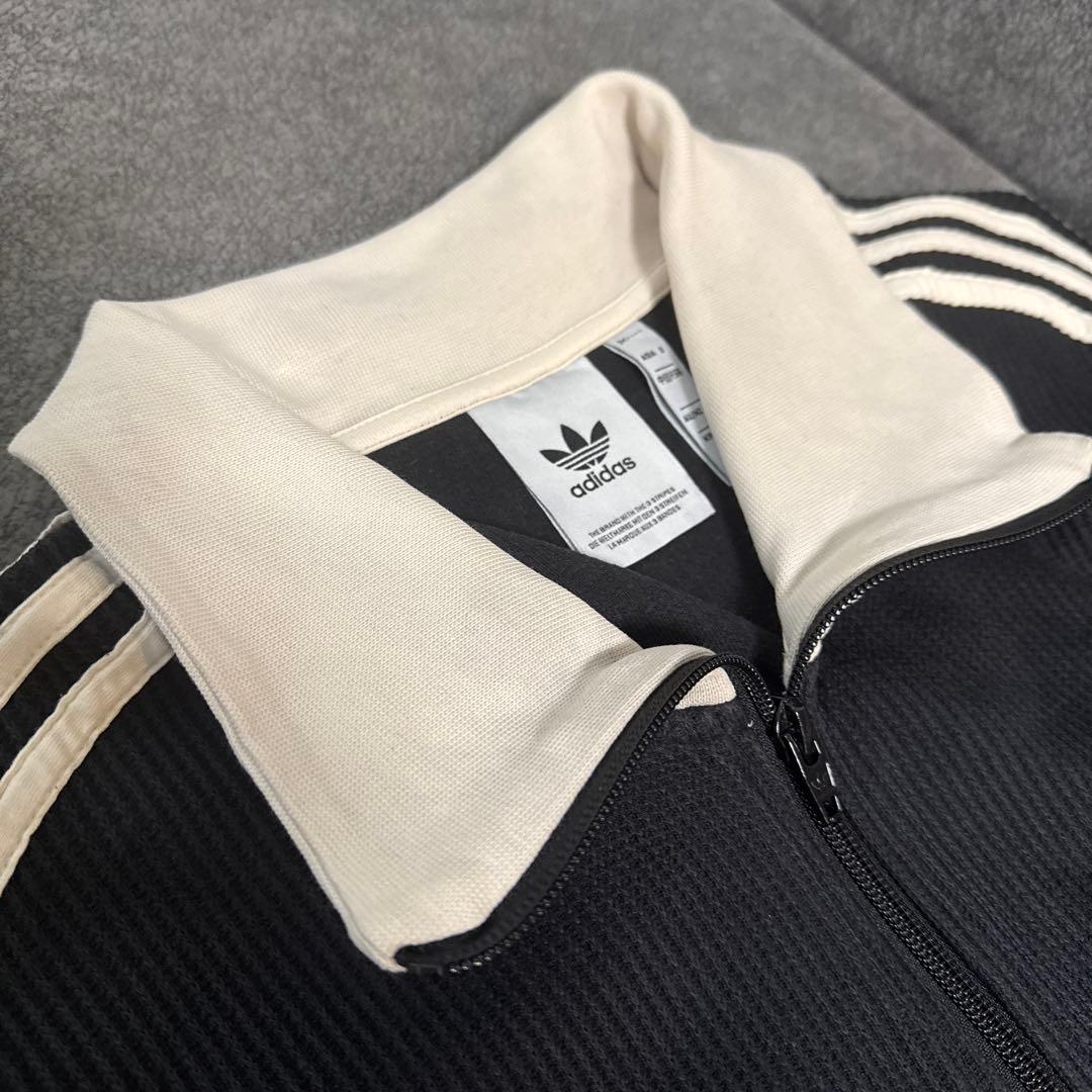 ★adidas ジップアップジャケット ブラック/アイボリー★Mサイズ