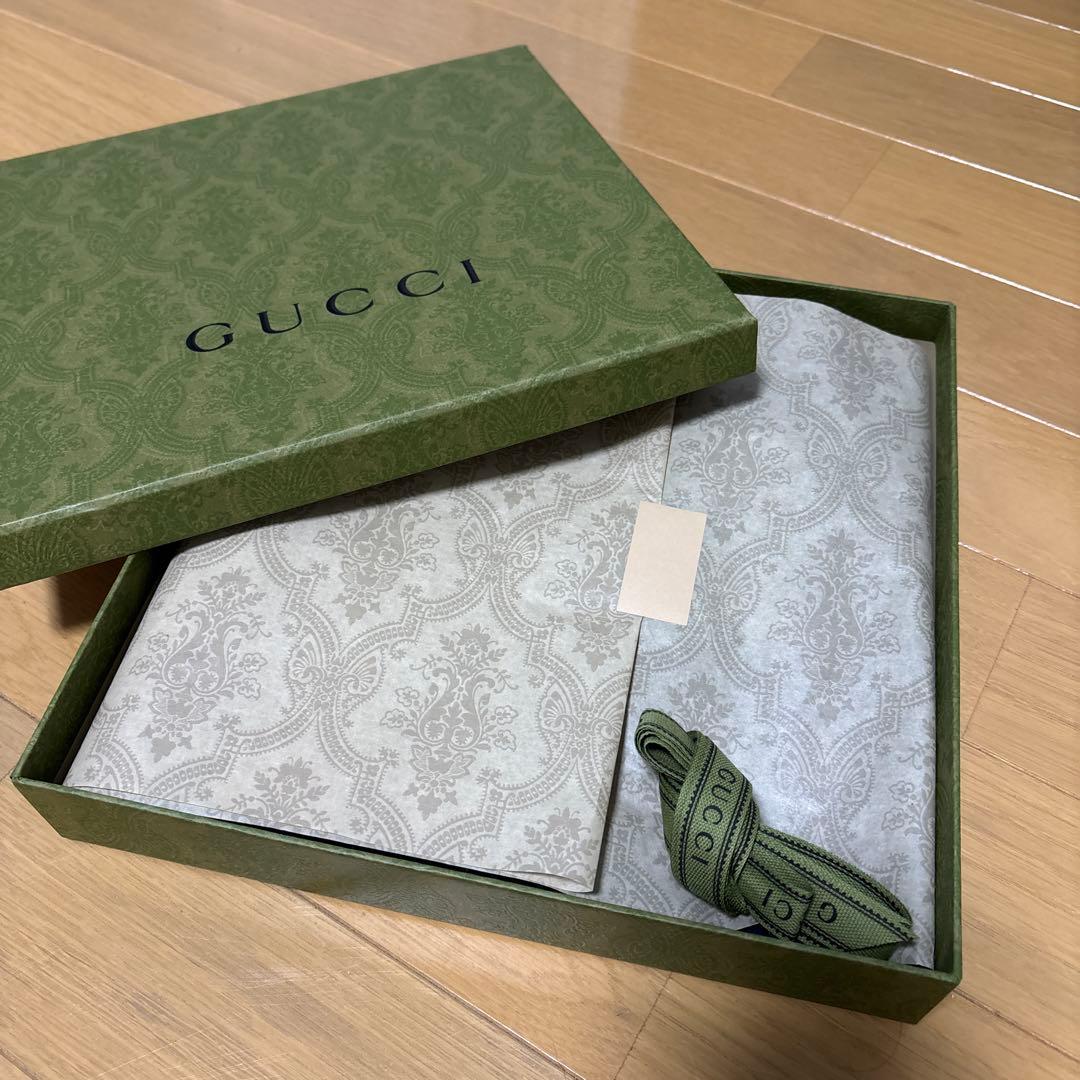 【新品】GUCCI ウールストールマフラー　ネイビー
